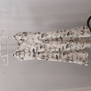Banana Republic Linen and Cotton Safari Zoo Print Sweetheart Neckline Dress Sz:2